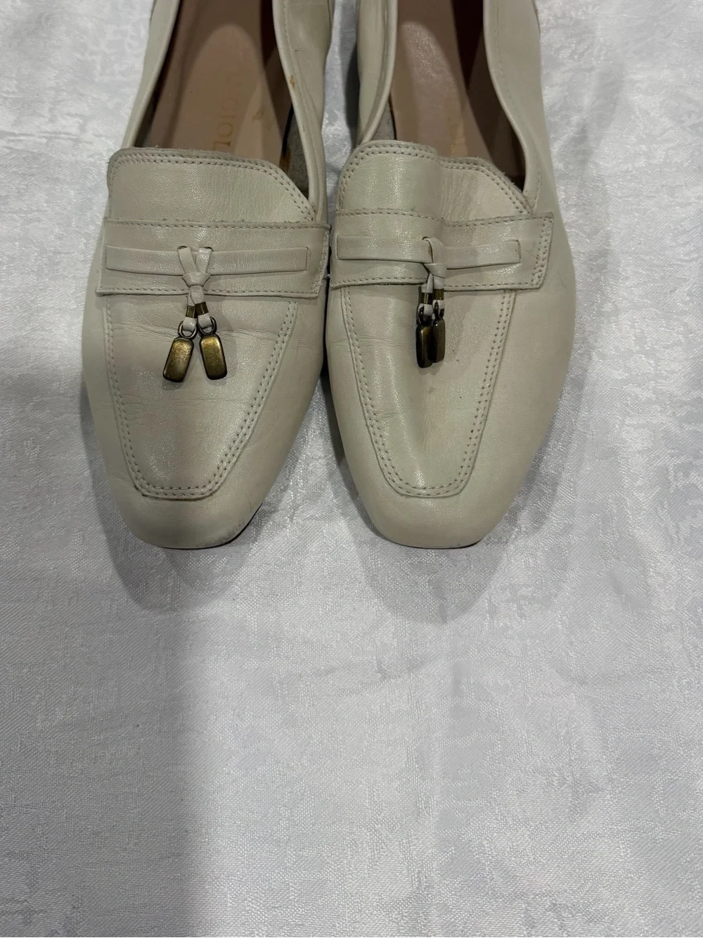 Women’s Cream Leather Tassel Loafers